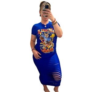 SHEIN XL Blue Fitted Amiable Cutout Dress